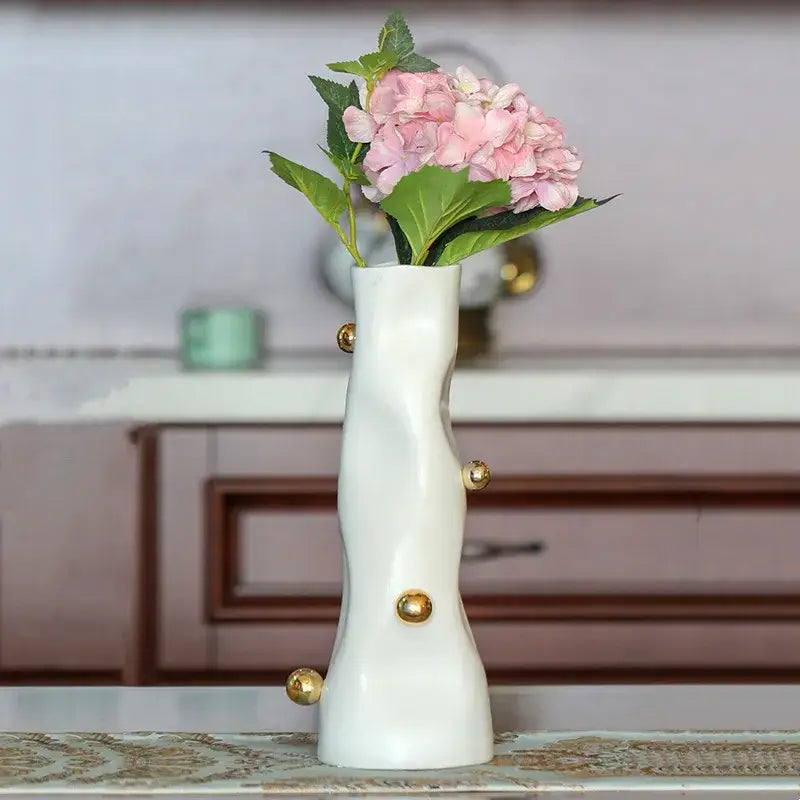 Modern metallic geometric sphere vase set living room