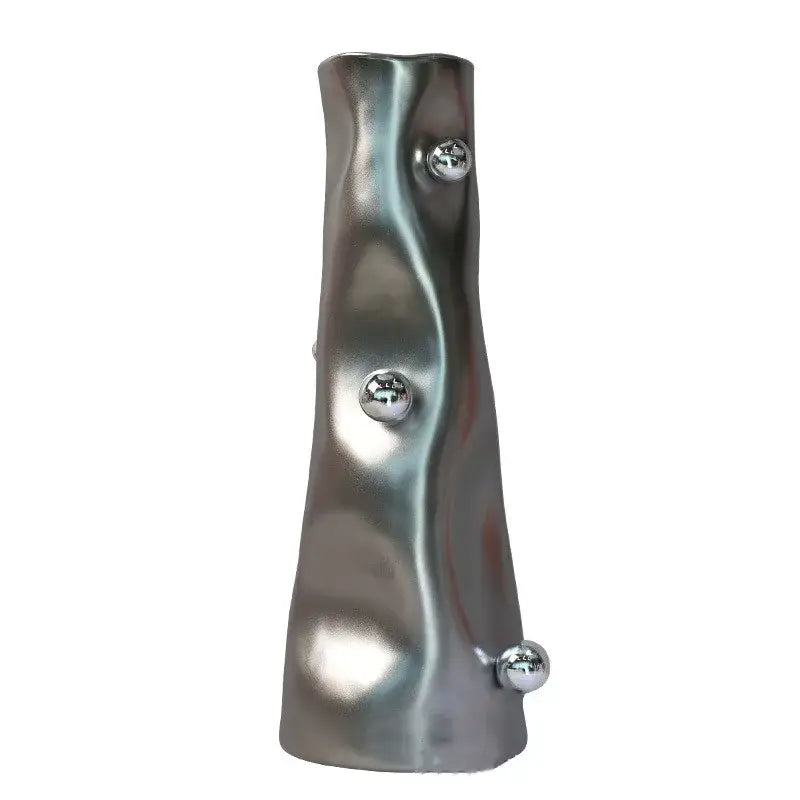 Modern metallic geometric sphere vase set living room