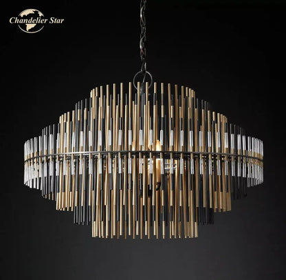 Modern metallic emile round led chandelier for dining room lighting