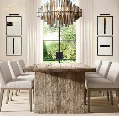 Modern metallic emile round led chandelier for dining room lighting