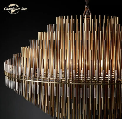 Modern metallic emile round led chandelier for dining room lighting