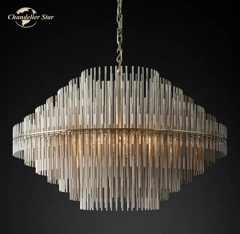 Modern metallic emile round led chandelier for dining room lighting