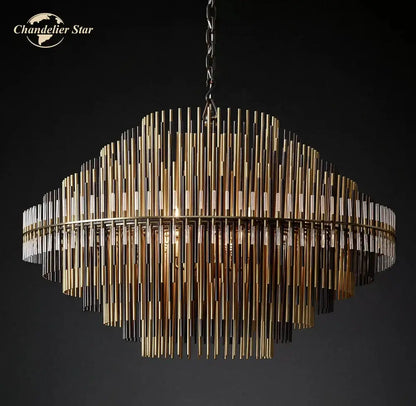 Modern metallic emile round led chandelier for dining room lighting