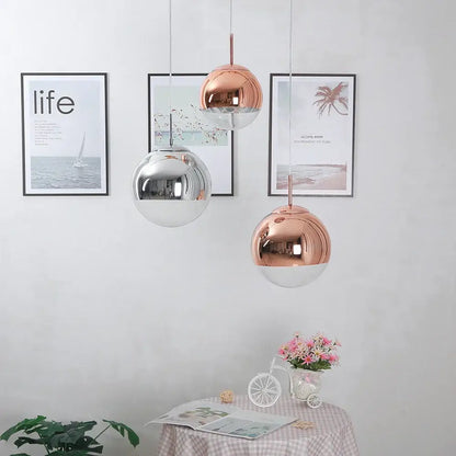 Modern metallic glass ball electroplate pendant light for kitchen