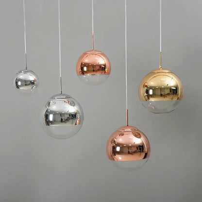 Modern metallic glass ball electroplate pendant light for kitchen