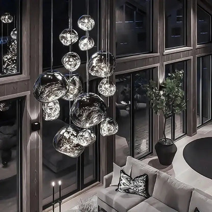 Modern metallic glass pendant lights dining room cluster fixture