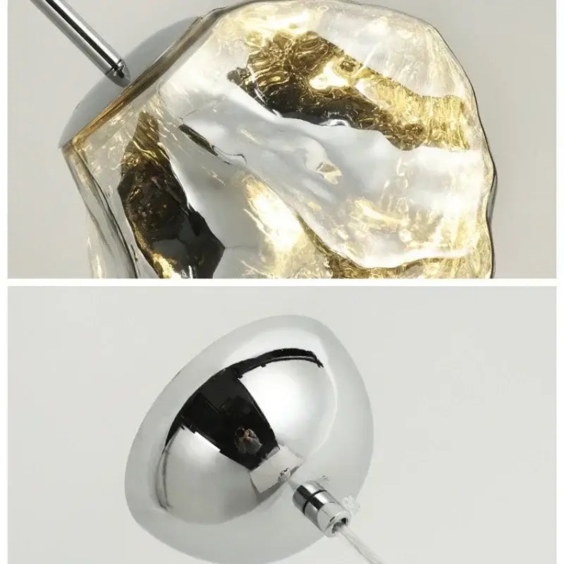 Modern metallic ice glass pendant light for dining room