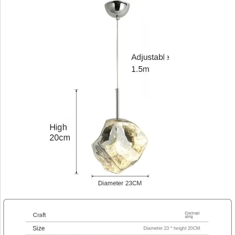 Modern metallic ice glass pendant light for dining room