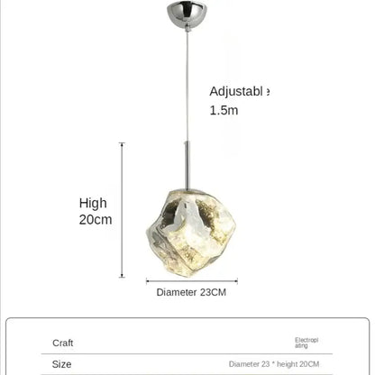 Modern metallic ice glass pendant light for dining room