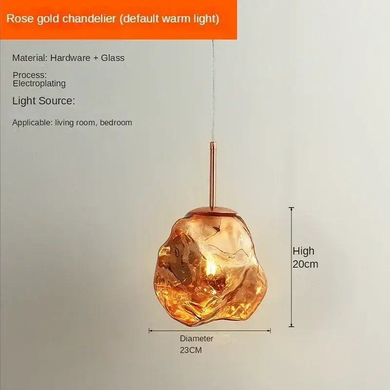 Modern metallic ice glass pendant light for dining room