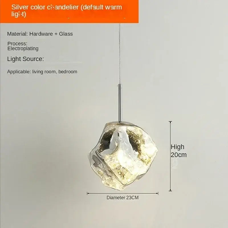 Modern metallic ice glass pendant light for dining room