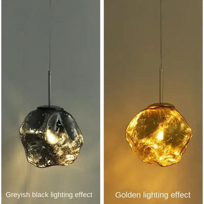 Modern metallic ice glass pendant light for dining room