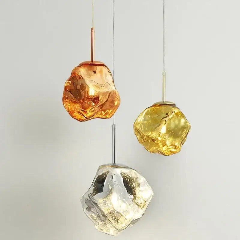 Modern metallic ice glass pendant light for dining room