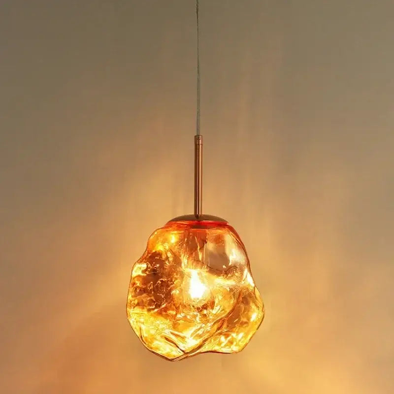 Modern metallic ice glass pendant light for dining room