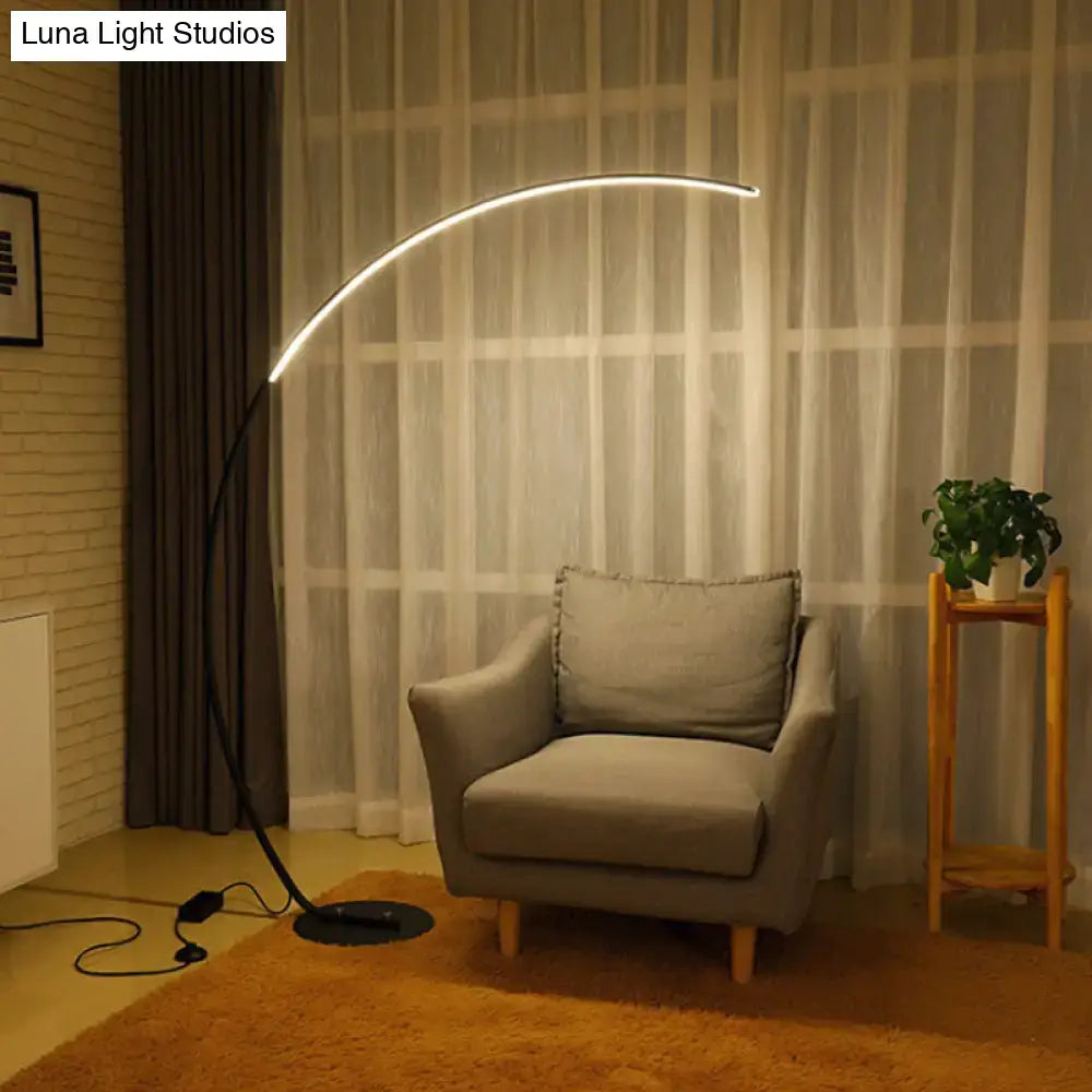 Modern metallic led floor lamp black & beige bow living room light