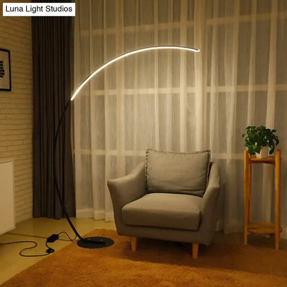 Modern metallic led floor lamp black & beige bow living room light