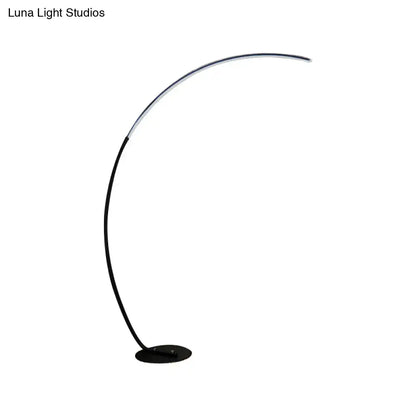 Modern metallic led floor lamp black & beige bow living room light