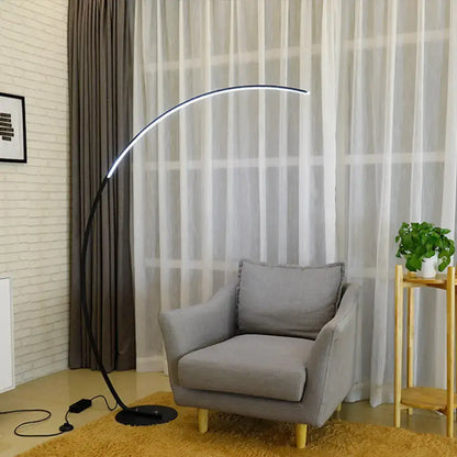 Modern metallic led floor lamp black & beige bow living room light