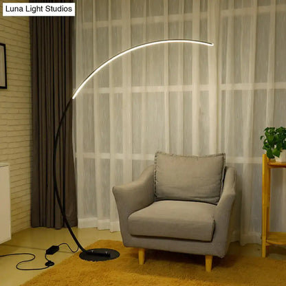 Modern metallic led floor lamp black & beige bow living room light