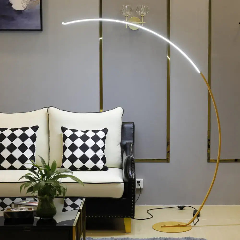 Modern metallic led floor lamp black & beige bow living room light
