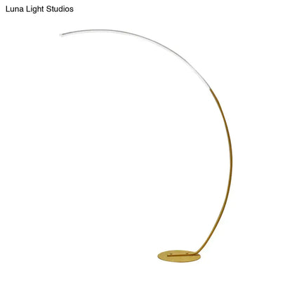 Modern metallic led floor lamp black & beige bow living room light