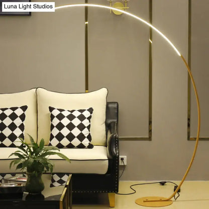 Modern metallic led floor lamp black & beige bow living room light