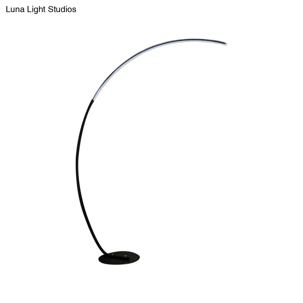 DecorBites™ Modern Metallic LED Floor Lamp for Living Room - Sleek Bow Design in Black/Beige