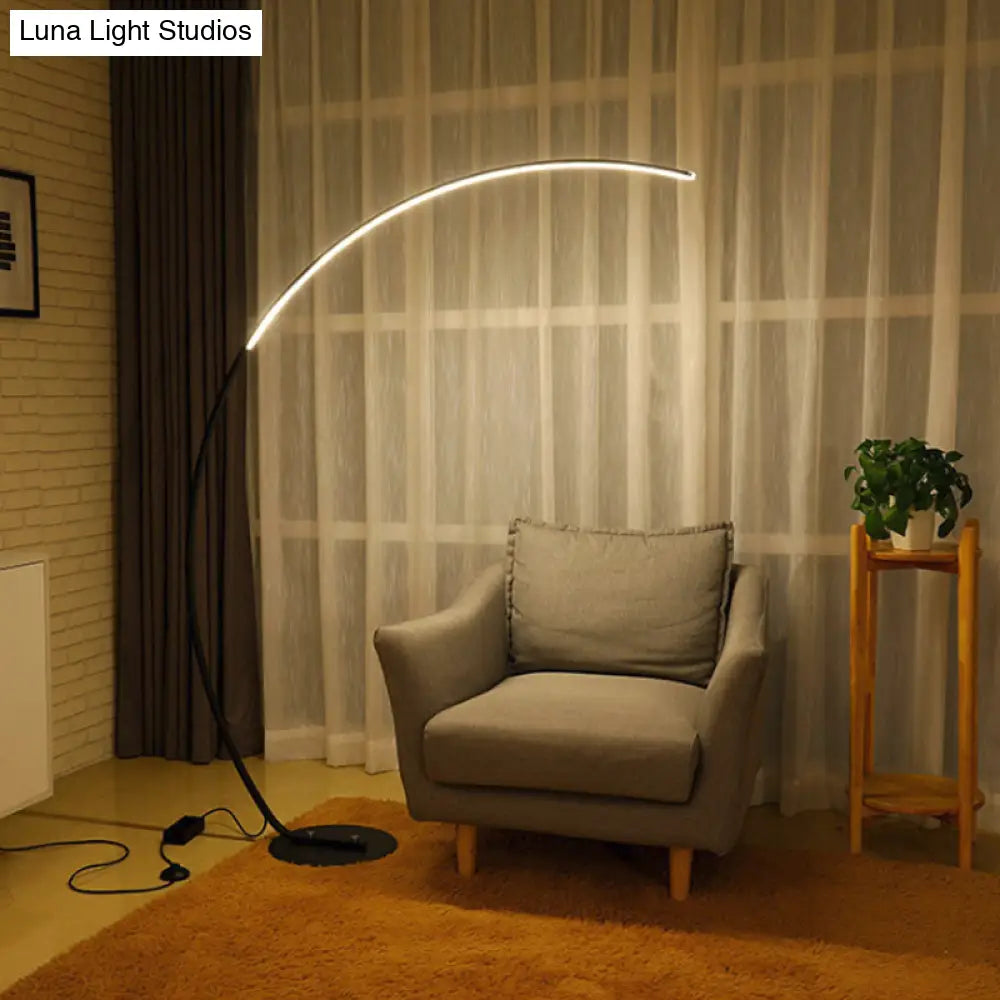 DecorBites™ Modern Metallic LED Floor Lamp for Living Room - Sleek Bow Design in Black/Beige
