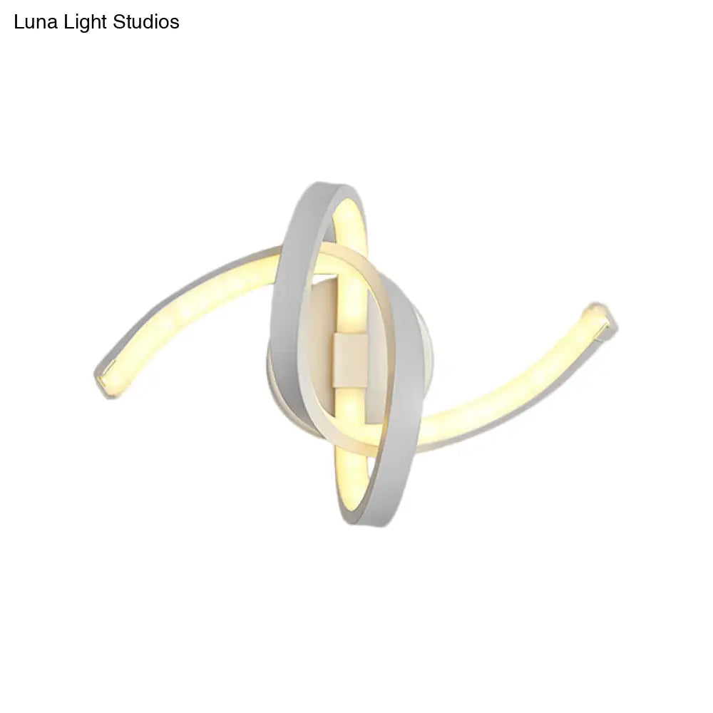 DecorBites™ Modern Metallic LED Knotted Linear Wall Sconce Light - White Wall Mounted Lighting