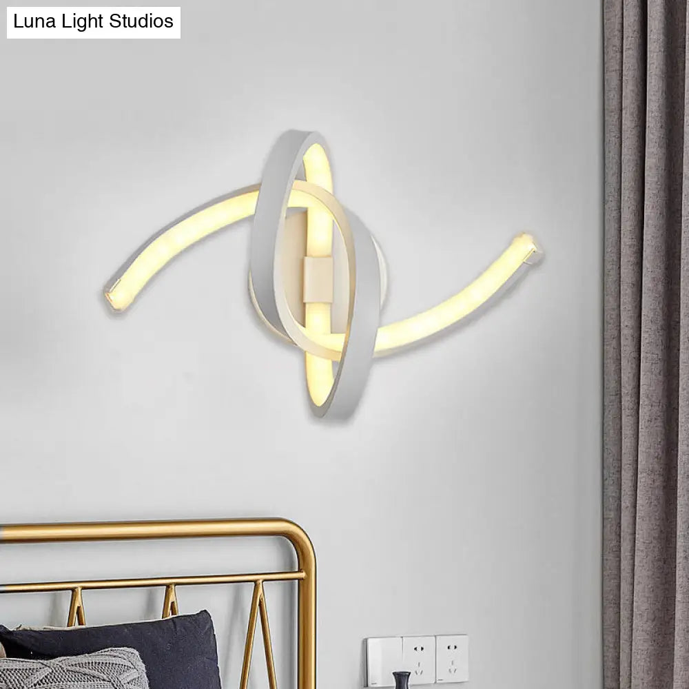 DecorBites™ Modern Metallic LED Knotted Linear Wall Sconce Light - White Wall Mounted Lighting