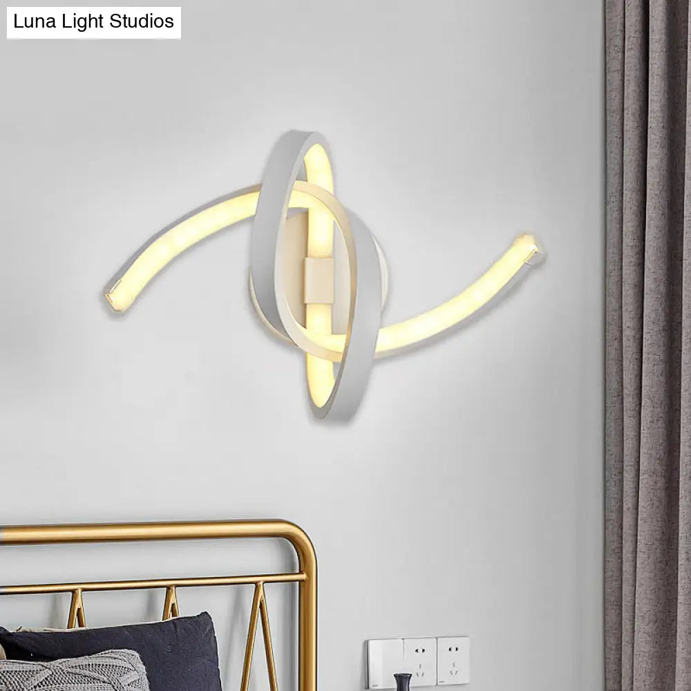 DecorBites™ Modern Metallic LED Knotted Linear Wall Sconce Light - White Wall Mounted Lighting