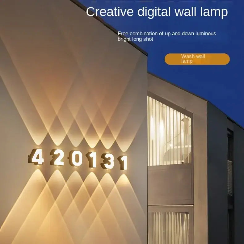 Modern metallic led letter wall lamp shop advertising digital wall light
