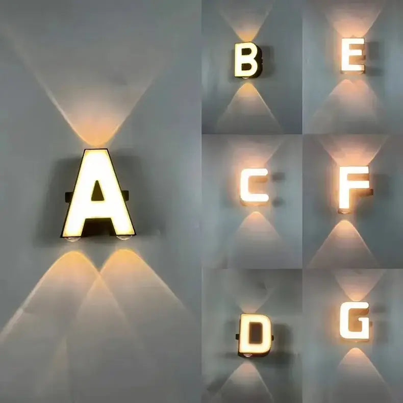 Modern metallic led letter wall lamp shop advertising digital wall light