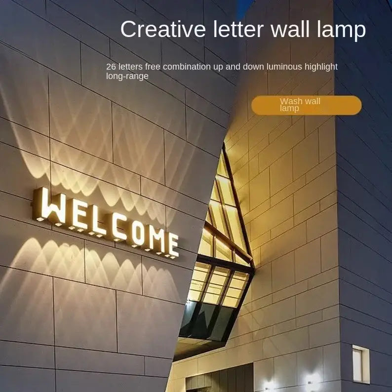 Modern metallic led letter wall lamp shop advertising digital wall light