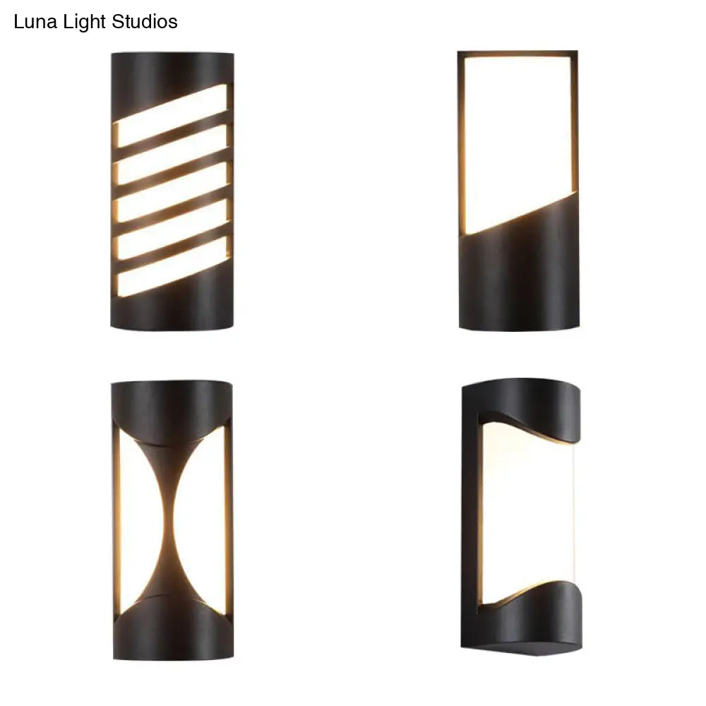 DecorBites™ Modern Metallic LED Outdoor Wall Sconce in Black
