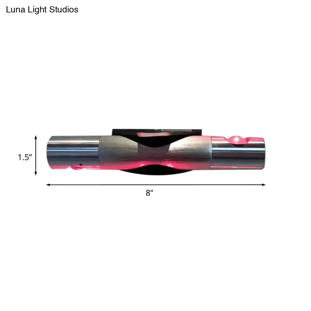 DecorBites™ Modern Metallic LED Sconce Wall Light in Brushed Silver with Red/Blue/Yellow Lighting