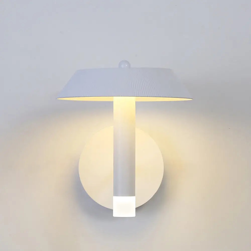 DecorBites™ Modern Metallic LED Wall Sconce - Tapered White/Grey Bedroom Lamp