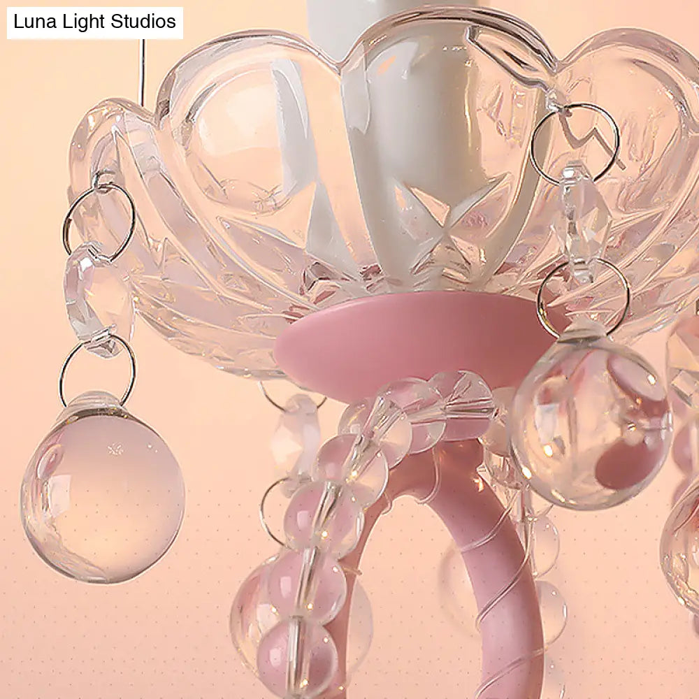 DecorBites™ Modern Metallic Scroll Arm Wall Lamp with Crystal Orb Deco, Pink