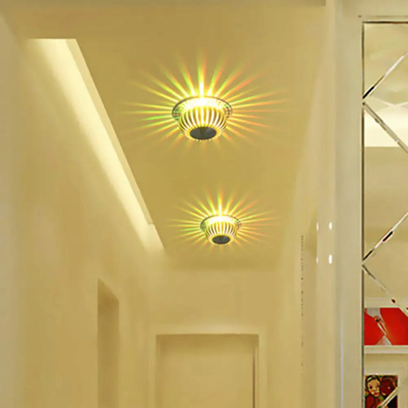 DecorBites™ Modern Metallic Silver 3D Radial LED Sconce Light - Wall Mount Lighting Fixture in 7 Colors