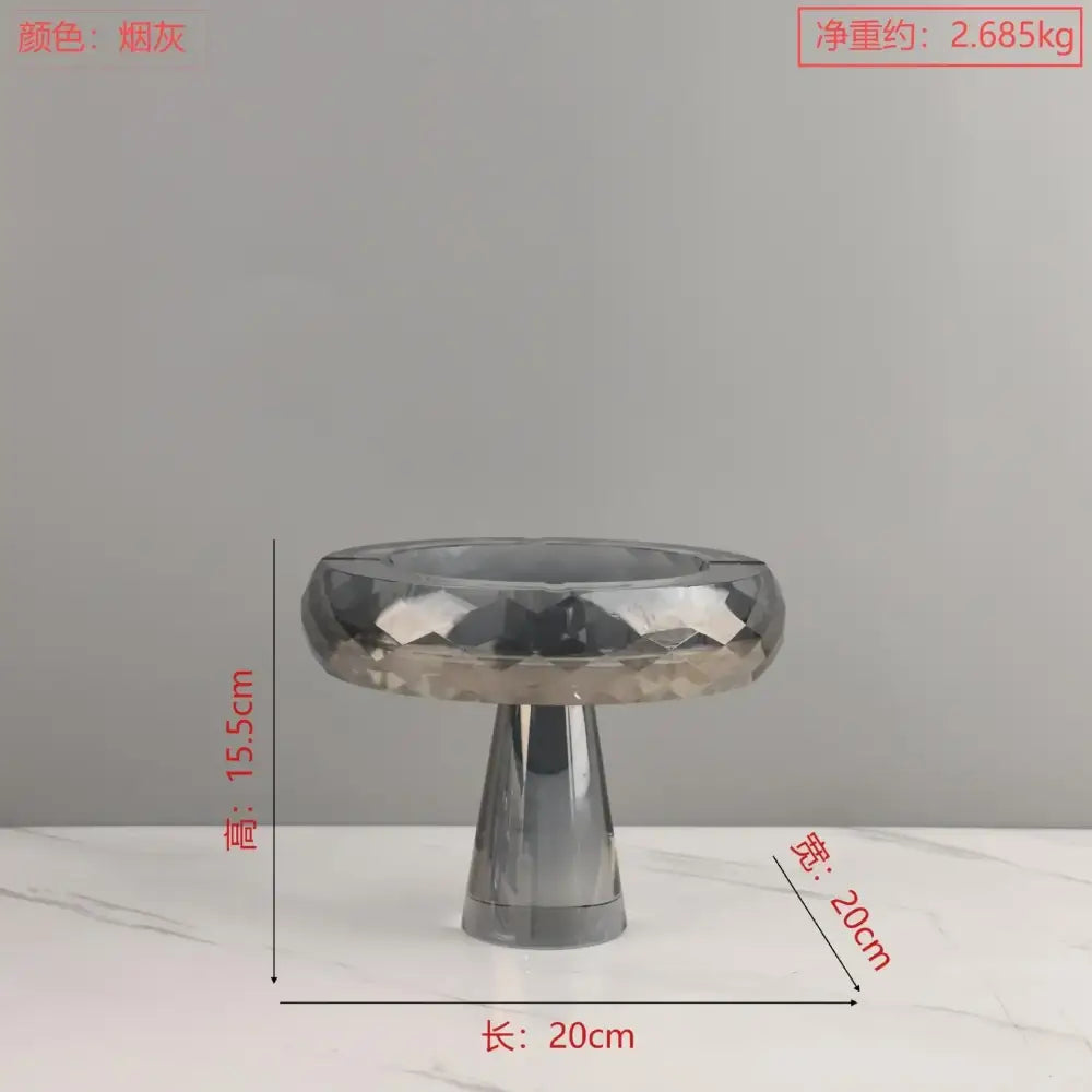 Modern metallic silver geometric glass fruit bowl dining room stand