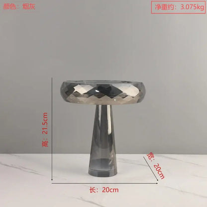 Modern metallic silver geometric glass fruit bowl dining room stand