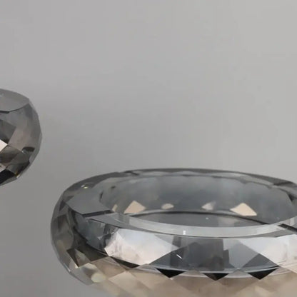 Modern metallic silver geometric glass fruit bowl dining room stand