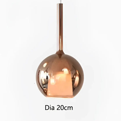 Modern metallic spherical designer glass chandelier dining room light