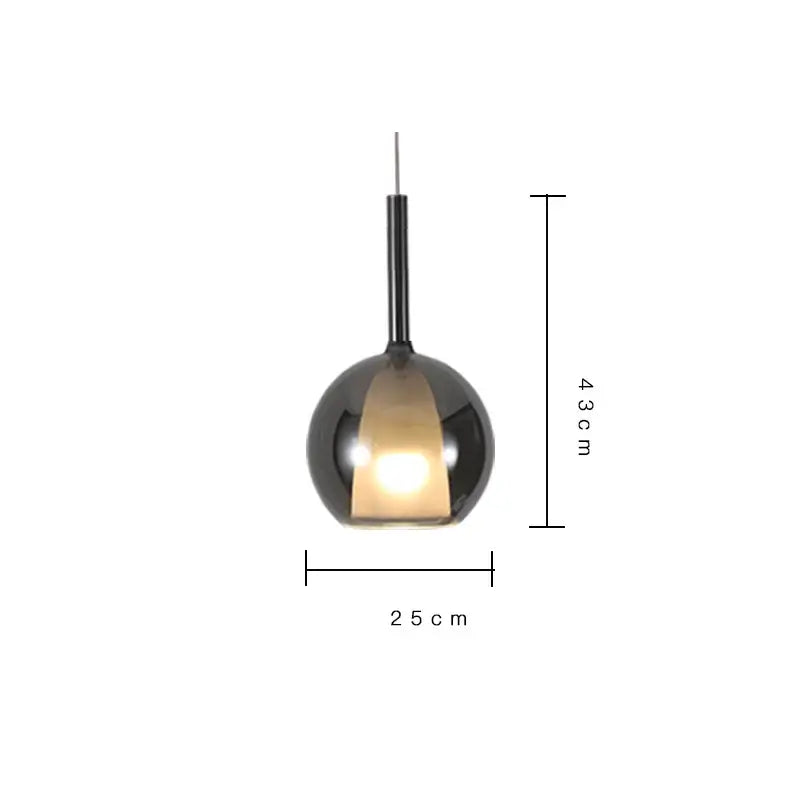 Modern metallic spherical designer glass chandelier dining room light