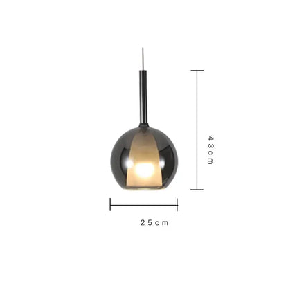 Modern metallic spherical designer glass chandelier dining room light