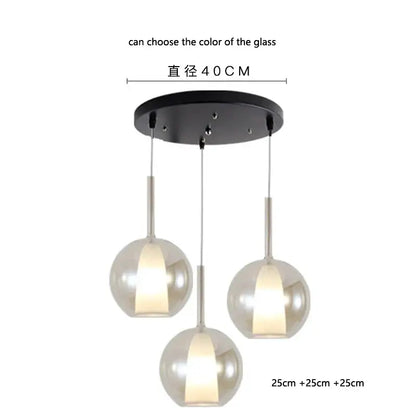 Modern metallic spherical designer glass chandelier dining room light