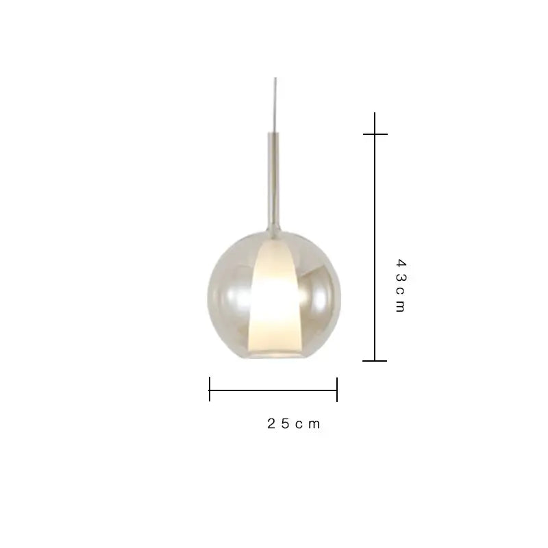 Modern metallic spherical designer glass chandelier dining room light
