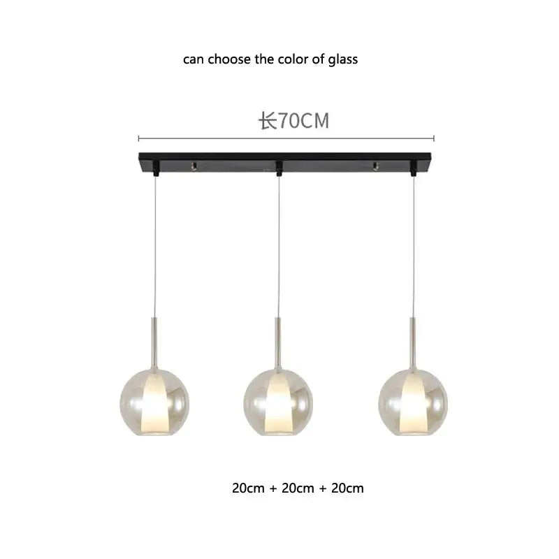 Modern metallic spherical designer glass chandelier dining room light