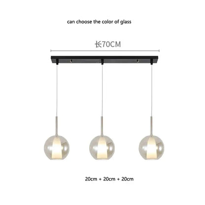 Modern metallic spherical designer glass chandelier dining room light