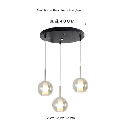 Modern metallic spherical designer glass chandelier dining room light